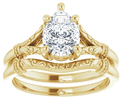 Sužadėtuvių Žiedas „Sculptural“ 18k yellow gold Pear 8mm x 6mm (8)