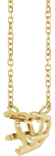 14K Yellow 6.5 mm Heart Solitaire 18  Necklace (2)