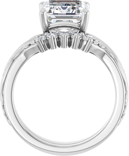 Sužadėtuvių Žiedas „Solitaire Sculptural“ 14k white gold Emerald 10mm x 8mm (7)