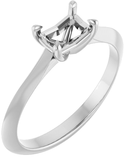 14K White 6x4 mm Emerald Solitaire Engagement Ring Mounting (1)