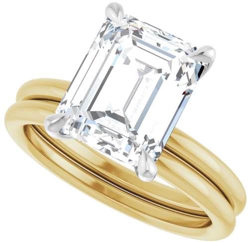 Sužadėtuvių Žiedas „Claw-Prong Solitaire“ 14k yellow/white gold Emerald 10mm x 8mm (10)