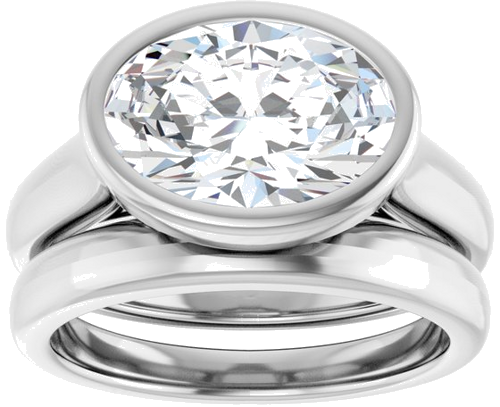 Sužadėtuvių Žiedas „Bezel-Set Solitaire“ 14k white gold Oval 11.5mm x 8mm (8)