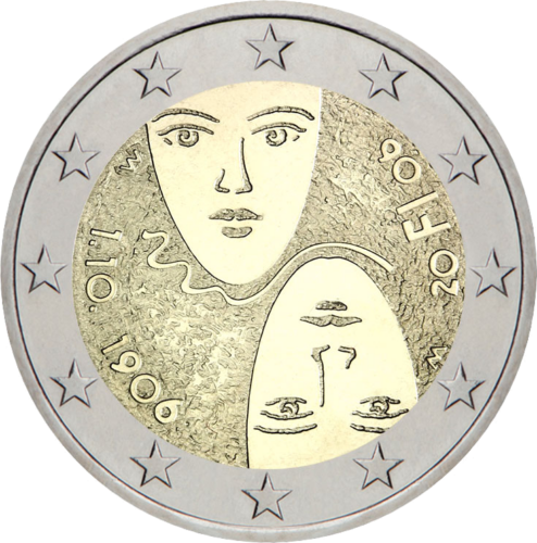 2006 Suomija Rinkimų teisių 100-osios metinės 2 eurų moneta (1)
