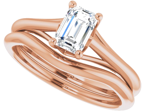 Sužadėtuvių Žiedas „Solitaire“ 14k rose gold Emerald 6mm x 4mm (10)