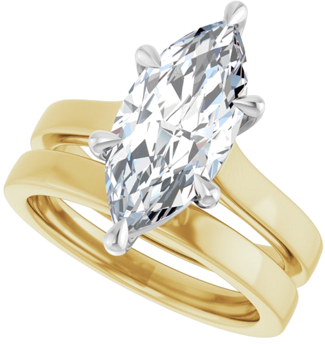 Sužadėtuvių Žiedas „Claw-Prong“ 14k yellow/white gold Marquise 15mm x 7mm (10)