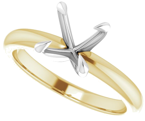 14K Yellow White 7.4 mm Round Solitaire Engagement Ring Mounting (5)