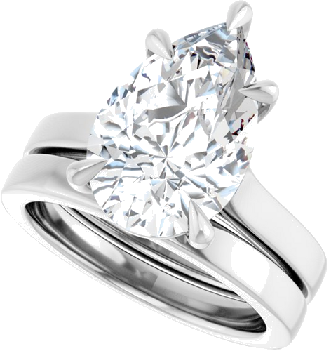 Sužadėtuvių Žiedas „Claw-Prong“ 14k white gold Pear 14mm x 9mm (10)