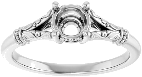 Sterling Silver 5.2 mm Round Solitaire Engagement Ring Mounting (3)