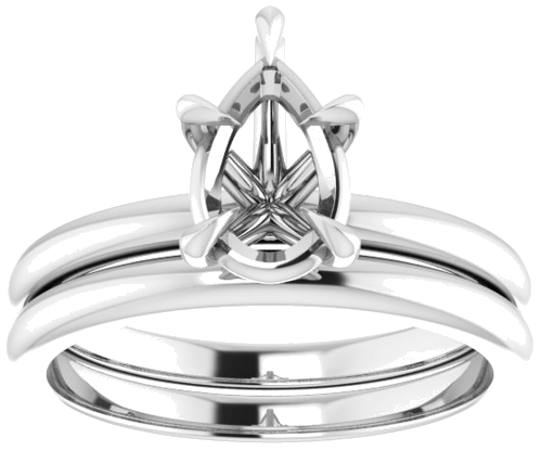 14K White 9x6 mm Pear Solitaire Engagement Ring Mounting (8)