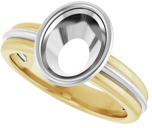 Sužadėtuvių Žiedas „Bezel-Set Solitaire“ 14k yellow/white gold Oval 9mm x 7mm (5)