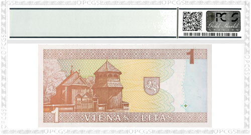 1994 Lietuva 1 lito banknotas PCGS GEM UNC 65 (2)
