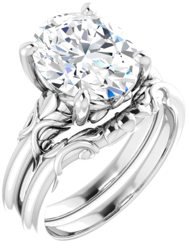 Sužadėtuvių Žiedas „Solitaire“ 14k white gold Oval 11mm x 9mm (6)
