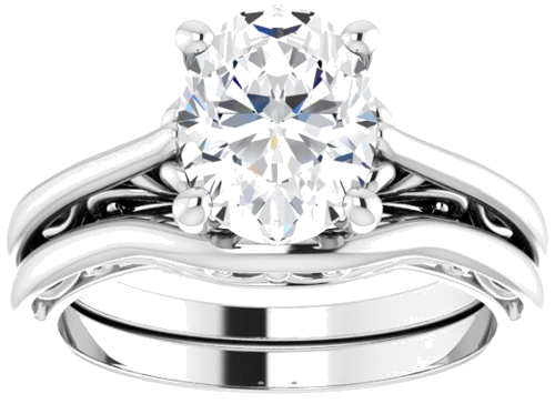 Sužadėtuvių Žiedas „Solitaire“ 14k white gold Oval 9mm x 7mm (8)
