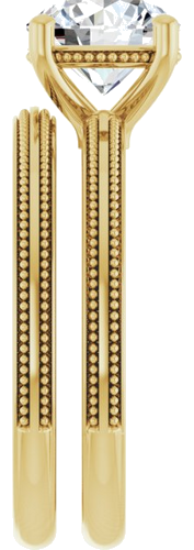 Sužadėtuvių Žiedas „Solitaire Milgrain“ 14k yellow gold Round 7.4mm (9)