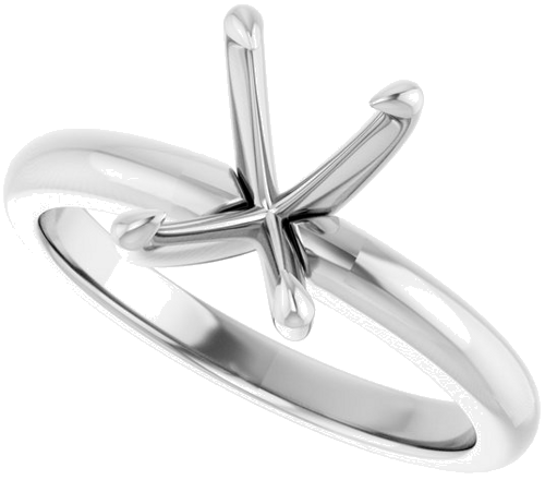 14K White 8x6 mm Emerald Solitaire Engagement Ring Mounting (5)