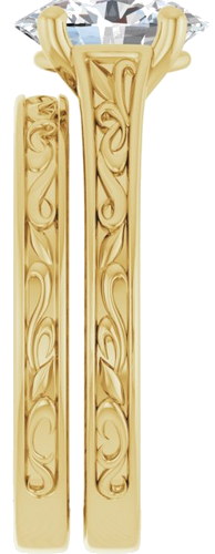Sužadėtuvių Žiedas „Solitaire Scroll“ 14k yellow gold Oval 9mm x 7mm (9)