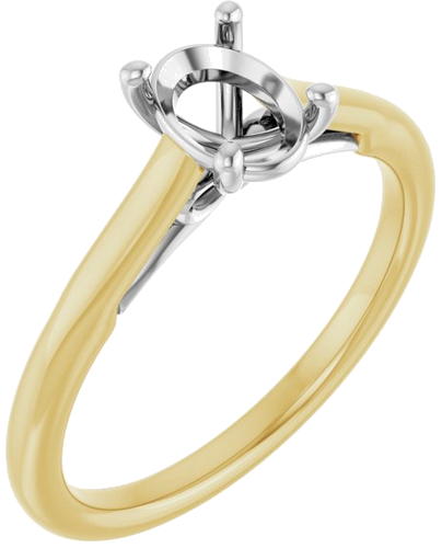 Sužadėtuvių Žiedas „Solitaire“ 585 Baltojo Ir Geltonojo Aukso Oval 7mm x 5mm (1)