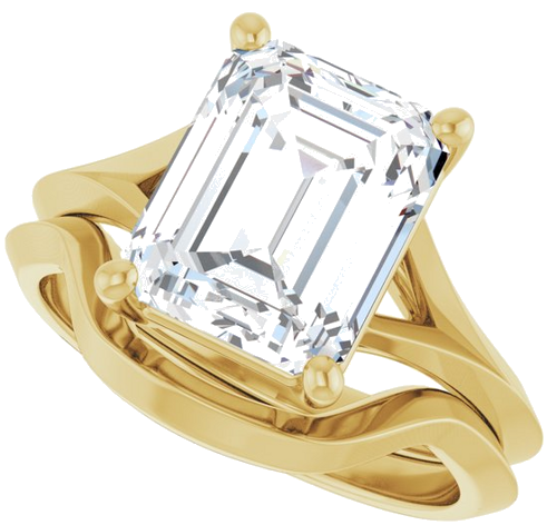 Sužadėtuvių Žiedas „Solitaire Split Shank“ 14k yellow gold Emerald 10mm x 8mm (10)
