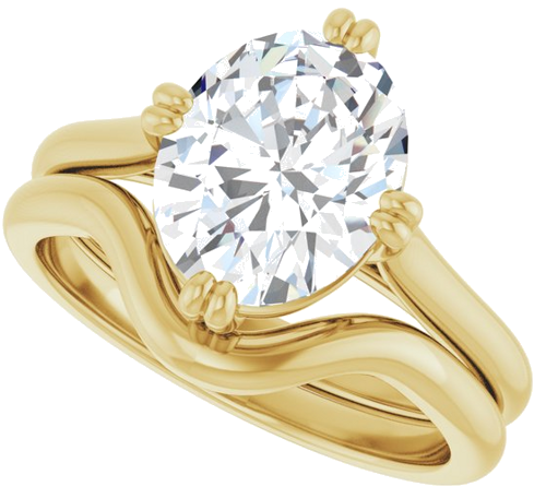 Sužadėtuvių Žiedas „Double Claw-Prong Solitaire“ 14k yellow gold Oval 10mm x 8mm (10)