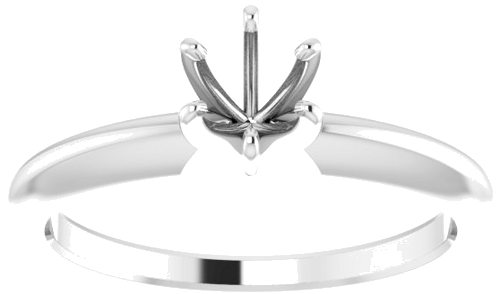 14K White 4.2-4.9 mm Round 6-Prong Comfort-Fit Solitaire Ring Mounting (3)