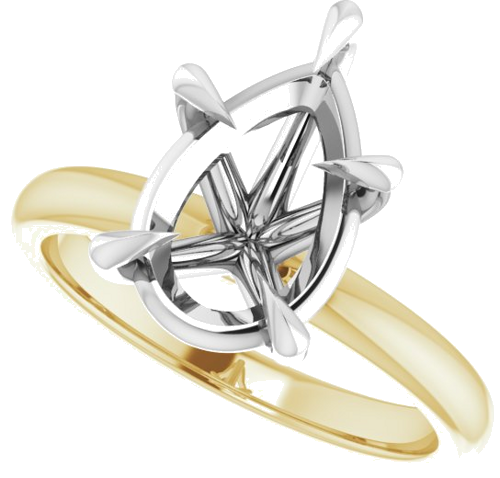 Sužadėtuvių Žiedas „Claw-Prong“ 14k yellow/white gold Pear 12mm x 8mm (5)