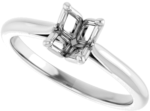 14K White  7x5 mm Oval Solitaire Engagement Ring Mounting (5)