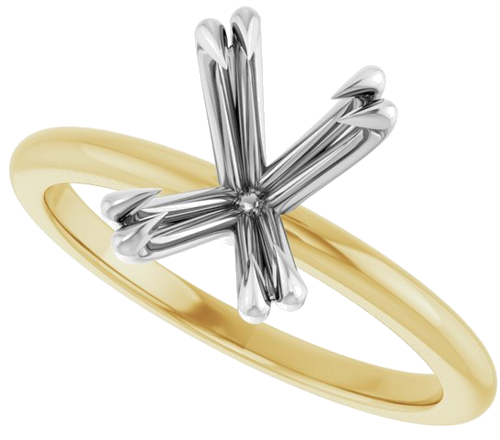 Sužadėtuvių Žiedas „Double Claw-Prong“ 14k yellow/white gold Elongated Cushion 9mm x 7mm (5)