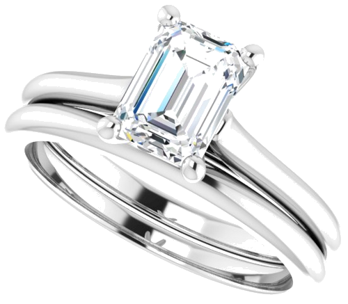 Sužadėtuvių Žiedas „Solitaire“ 585 Baltojo Aukso Emerald 7mm x 5mm (10)