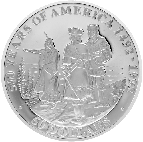 50 dolāri Amerikas jubileja 1992 Kukas salas sudraba monēta (1)