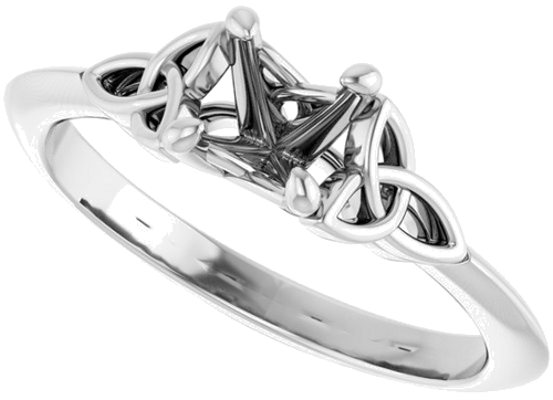 Sužadėtuvių Žiedas „Solitaire Celtic-Inspired“ 14k white gold Round 5.2mm (5)