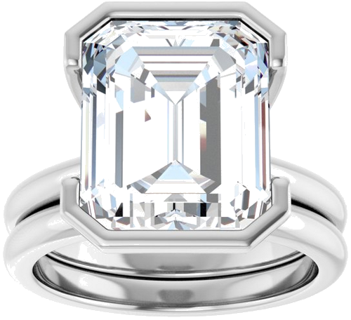 Sužadėtuvių Žiedas „Half-Bezel“ 950 Platinos Emerald 12mm x 10mm (8)