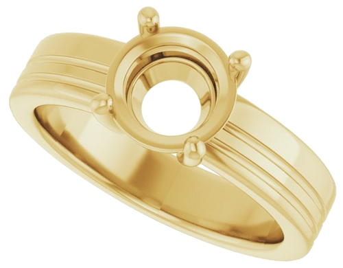 14K Yellow 7.4 mm Round Solitaire Engagement Ring Mounting (5)