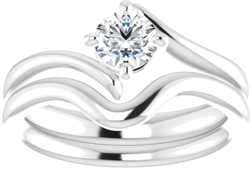 Sužadėtuvių Žiedas „Solitaire“ 585 Baltojo Aukso Round 4.8mm (8)