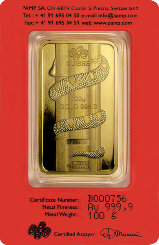 100 g Investicinio aukso luitas 2013 Gyvatės metai PAMP (3)