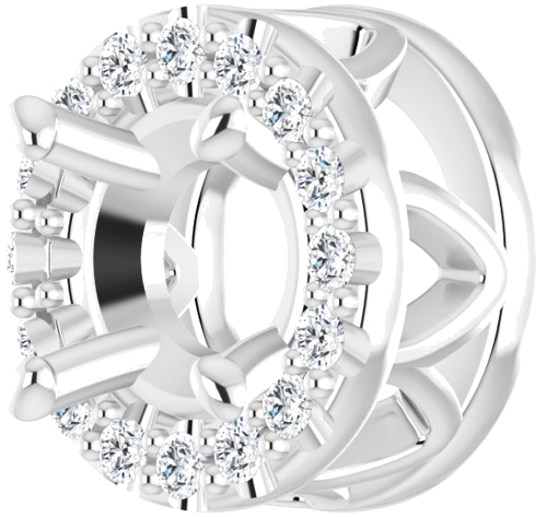 14K White 4.8 mm Round .08 CTW Natural Diamond Semi-Set Pendant (2)