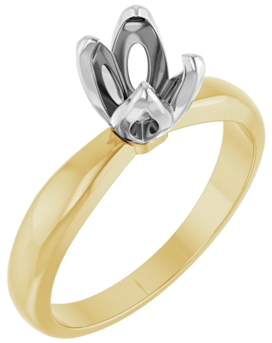 Sužadėtuvių Žiedas „Tulipset® Solitaire“ 14k yellow/white gold Oval 7mm x 5mm (1)