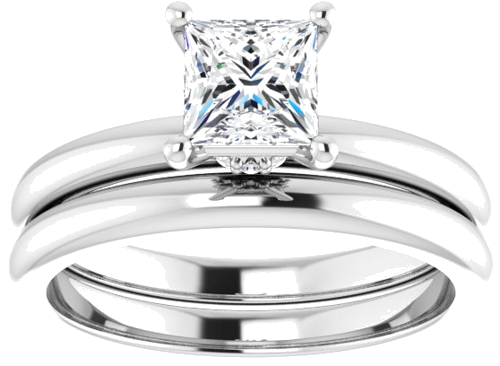 Sužadėtuvių Žiedas „Accented“ 14k white gold Square 5mm (8)
