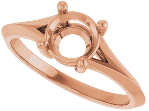 Sužadėtuvių Žiedas „Solitaire Split Shank“ 14k rose gold Round 6.5mm (5)