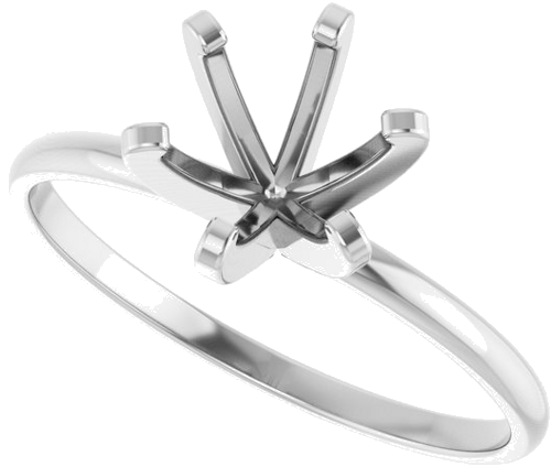 14K White 6.5 mm Round Solitaire Engagement Ring Mounting (5)
