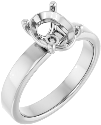 Sužadėtuvių Žiedas „Solitaire“ 10k white gold Oval 9mm x 7mm (1)