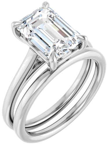 Sužadėtuvių Žiedas „Claw-Pong“ 14k white gold Emerald 10mm x 7mm (6)