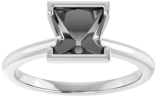 Sužadėtuvių Žiedas „Half-Bezel“ 14k white gold Square 6mm (3)