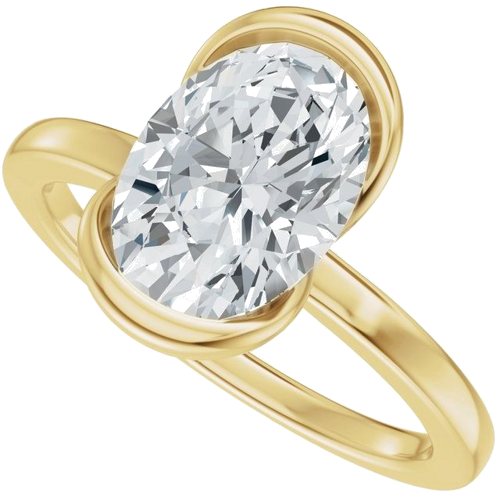 Sužadėtuvių Žiedas „Half Bezel Solitaire“ 14k yellow gold Oval 10mm x 7mm (5)