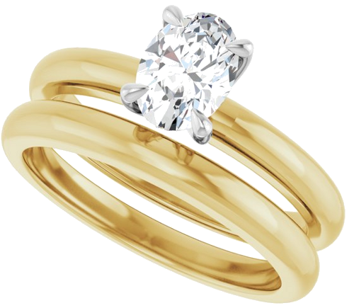 Sužadėtuvių Žiedas „Solitaire“ 585 Baltojo Ir Geltonojo Aukso Oval 7mm x 5mm (10)