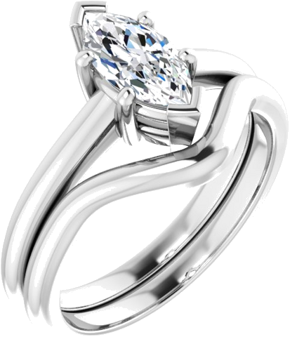 14K White 9x4.5 mm Marquise Solitaire Engagement Ring Mounting (6)