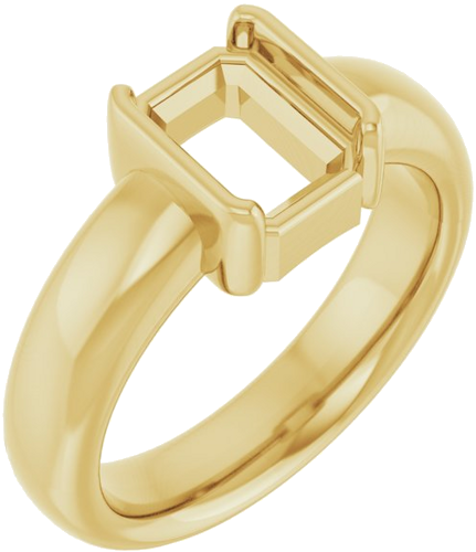 14K Yellow 8 x 6 mm Emerald Half Bezel Solitaire Engagement Ring Mounting (1)