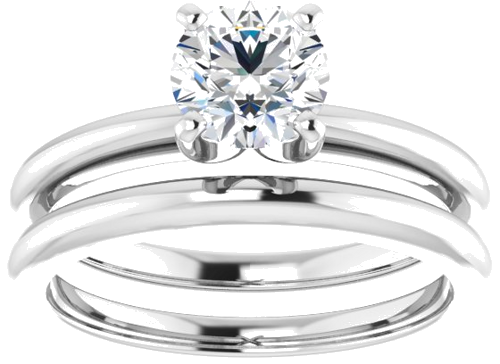 18K White  6 mm Round Solitaire Engagement Ring Mounting (8)