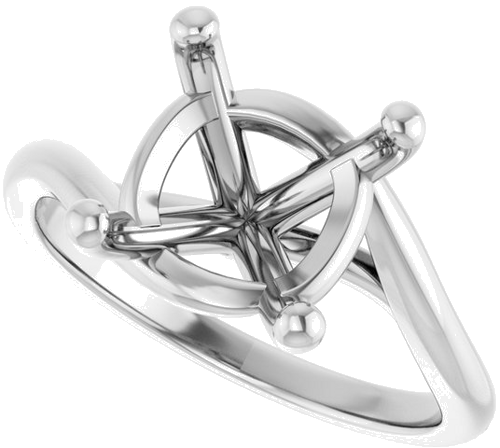 Sužadėtuvių Žiedas „Bypass“ 14k white gold Cushion 9mm (5)