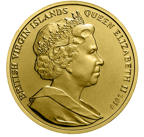 1/25 oz Žemės riešutai 2010 Mergelių Salos 10 dolerių Auksinė moneta (2)