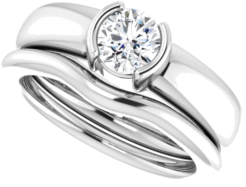 Sužadėtuvių Žiedas „Half-Bezel Solitaire“ 950 Platinos Round 5.5mm (10)